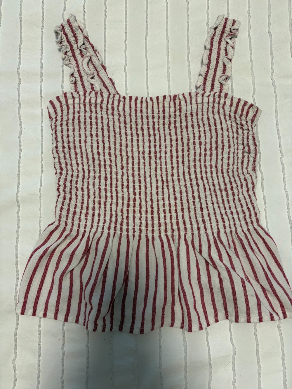 Hollister Red and White Striped Smocked Tank top XS